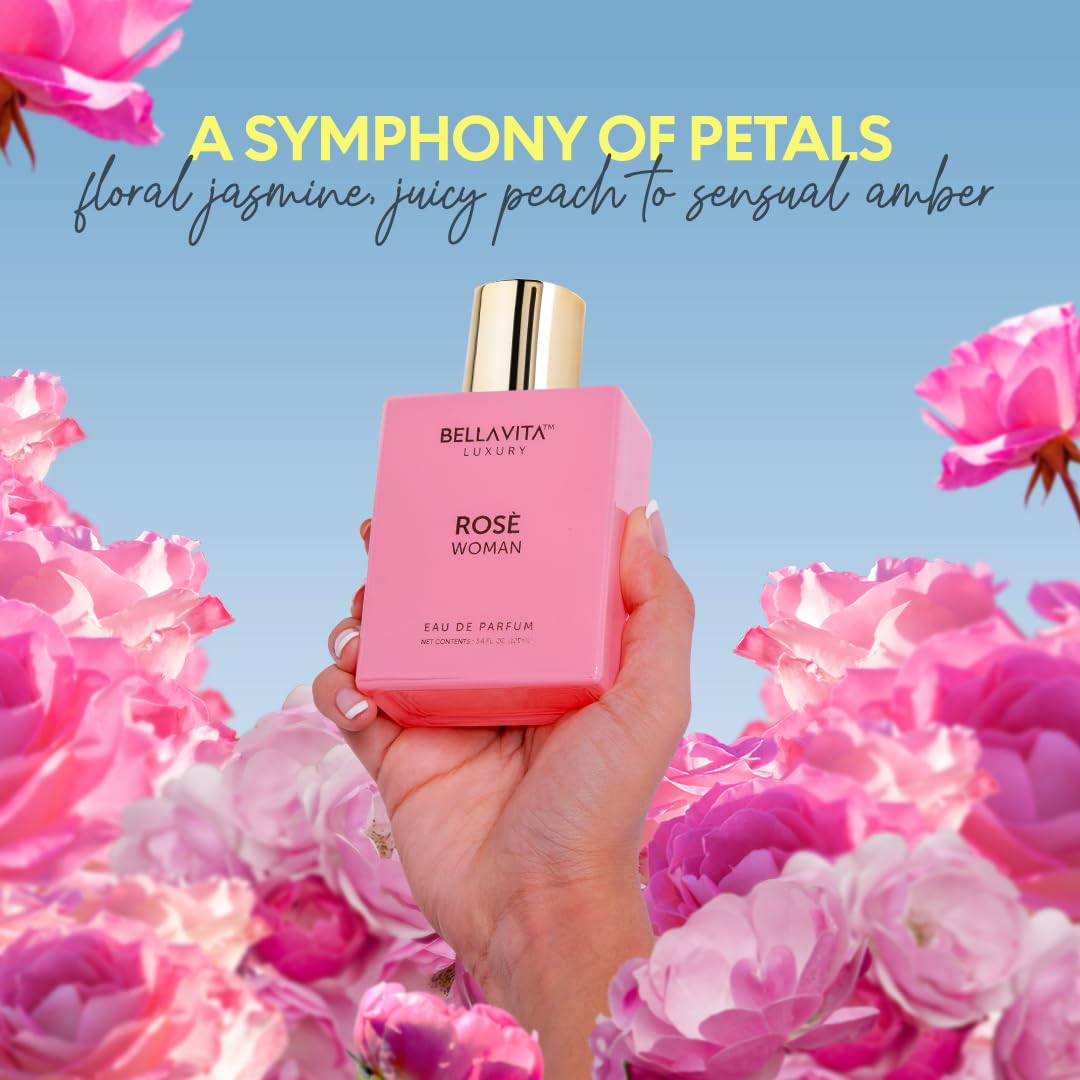 Bellavita ROSE Eau de Parfum – Fresh Floral Women's Fragrance, 100ml