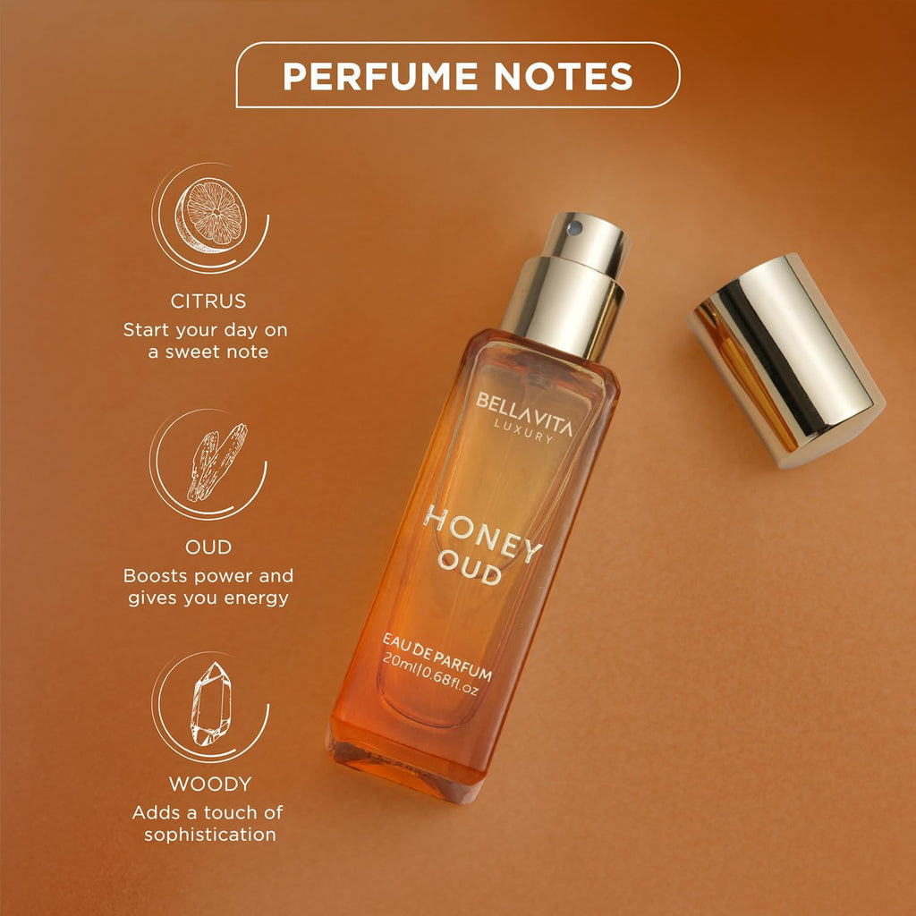 Bellavita Honey Oud Eau de Parfum – Unisex Travel Size, 20ml