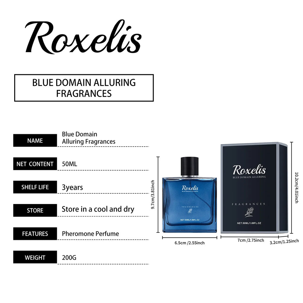 Roxelis Blue Domain Cologne – 50ml Pheromone-Infused Men's Fragrance