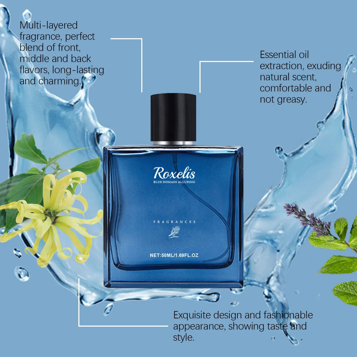 Roxelis Blue Domain Cologne – 50ml Pheromone-Infused Men's Fragrance