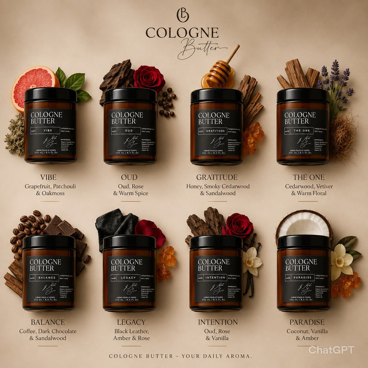 Cologne Butter – Scented Moisturizing Skin Butter for Men (8 Signature Scents)